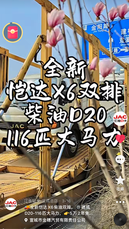 全新愷達X6柴油雙排，德威D20-116匹大馬力。